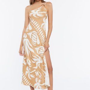 Tropical One Shoulder Midi Dress